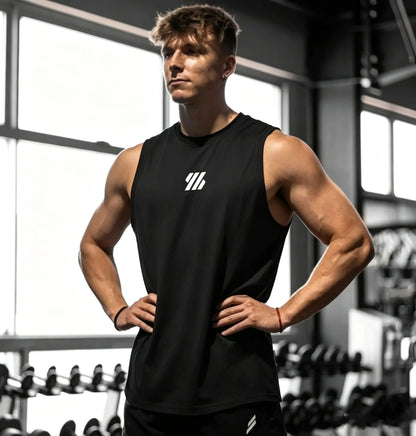Sleeveless T-shirt Men Quick-drying Fitness Bodybuilding Shirt Male Fashion Basketball Vest Mesh Breathable Summer Gym Tank Men