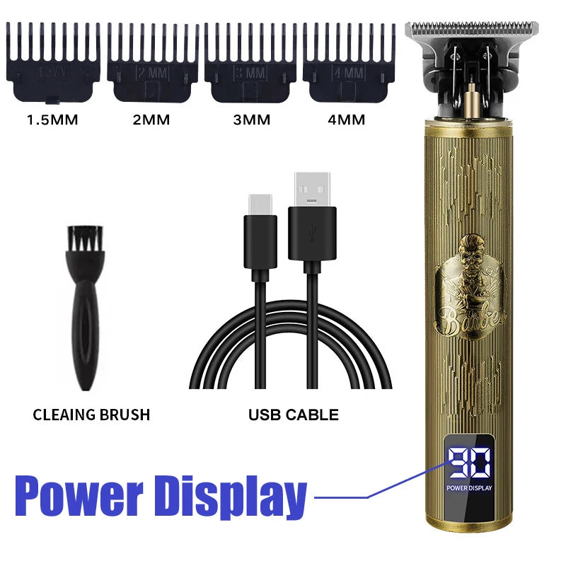 Vintage T9 Hair Clipper & Beard Shaver – Rechargeable Cordless Grooming Trimmer for Men