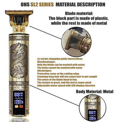 Vintage T9 Hair Clipper & Beard Shaver – Rechargeable Cordless Grooming Trimmer for Men