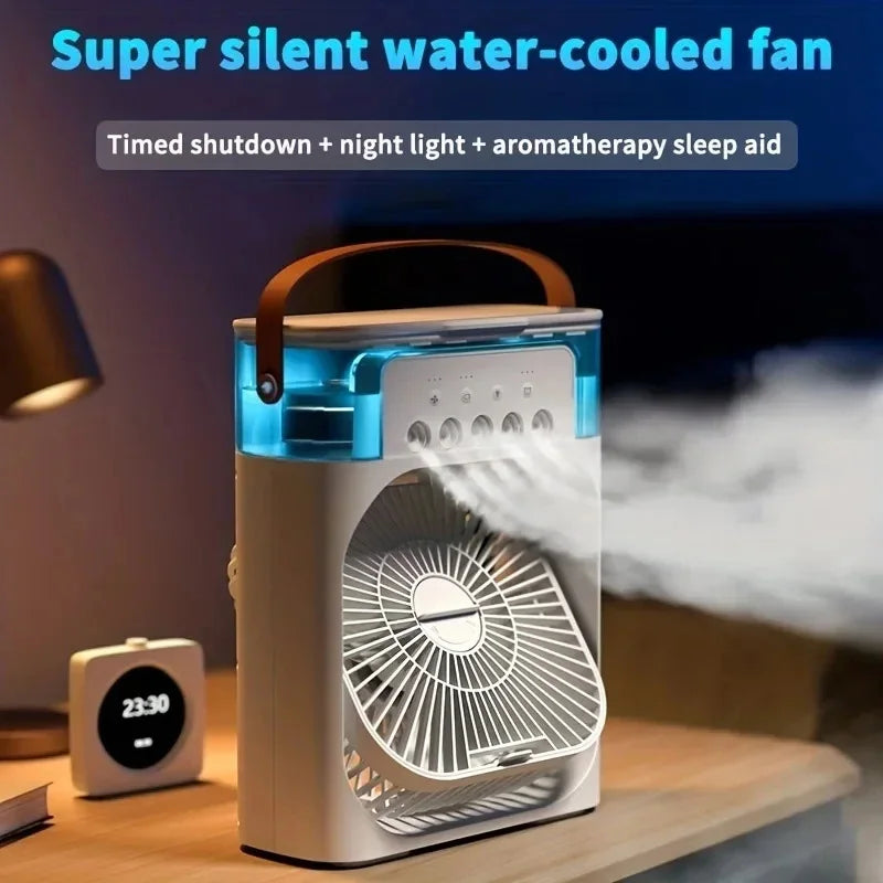 Portable 3-in-1 Mini Air Cooler Fan with LED Night Light & Humidifier (Single Speed)