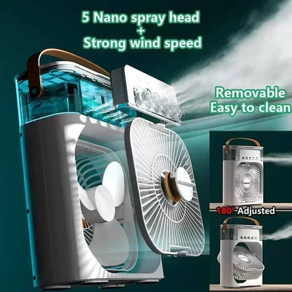 Portable 3-in-1 Fan Air Cooler with LED Night Light & Humidifier
