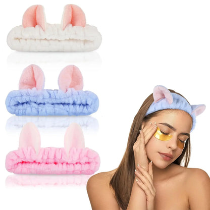 Cute Cat Spa Headband – Soft Coral Fleece Headband for Skincare, Makeup & Washing Face