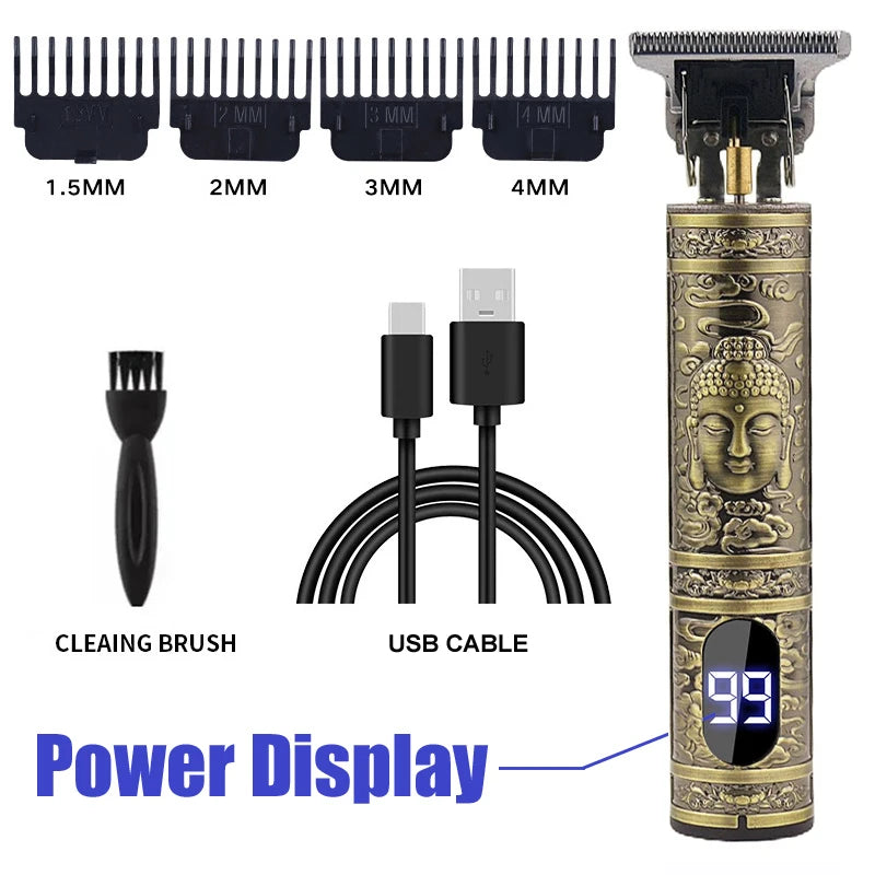 Vintage T9 Hair Clipper & Beard Shaver – Rechargeable Cordless Grooming Trimmer for Men