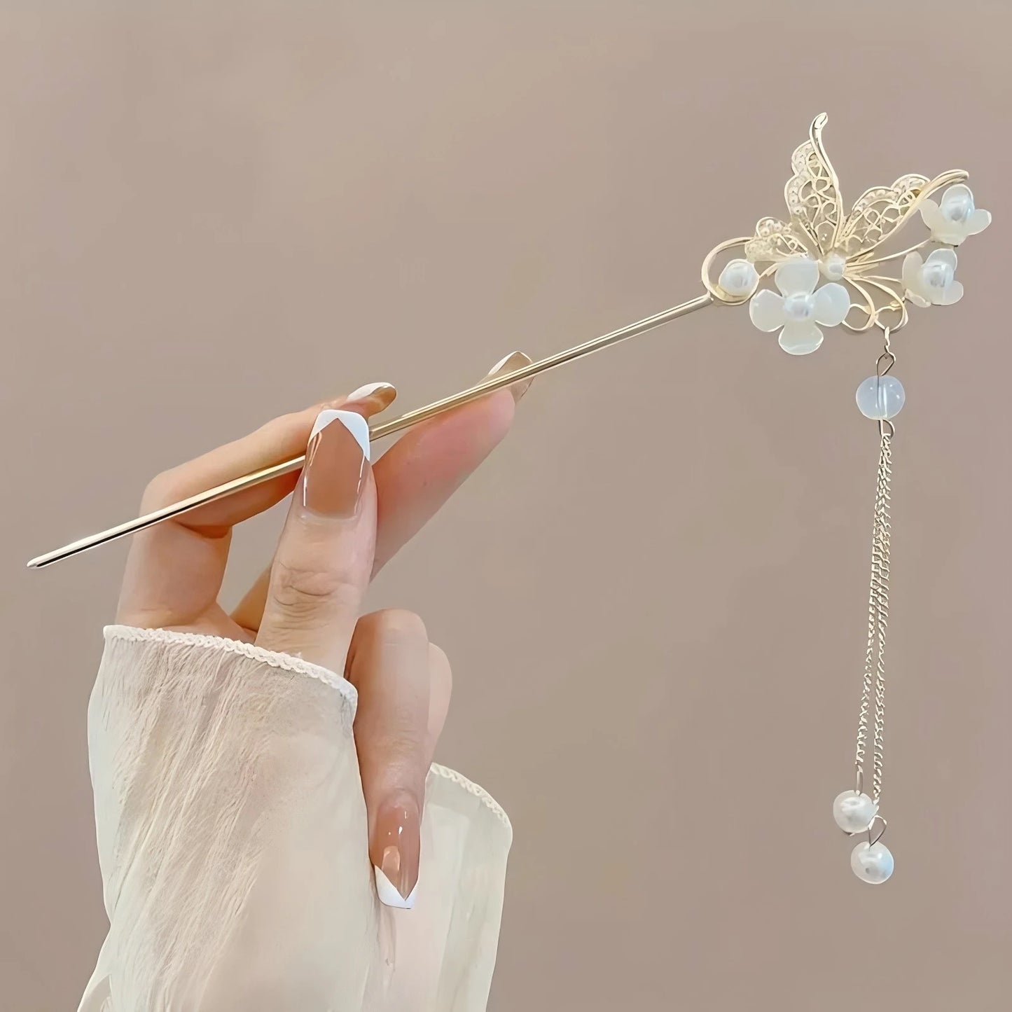 Chinese Style Tassel Hair Stick & Floral Hairpin – Traditional Hair Clip for Women