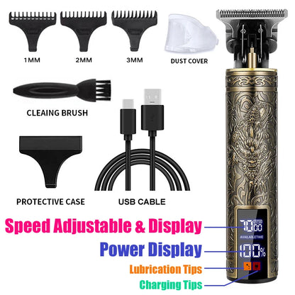 Vintage T9 Hair Clipper & Beard Shaver – Rechargeable Cordless Grooming Trimmer for Men