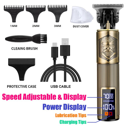 Vintage T9 Hair Clipper & Beard Shaver – Rechargeable Cordless Grooming Trimmer for Men