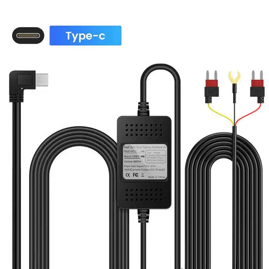 5V3A Car Dash Cam DVR 12-24V Hardwire Cable Kit Step-Down Line Type-C USB Interface Charger For AZDOME M550 Pro M300S Dashcam