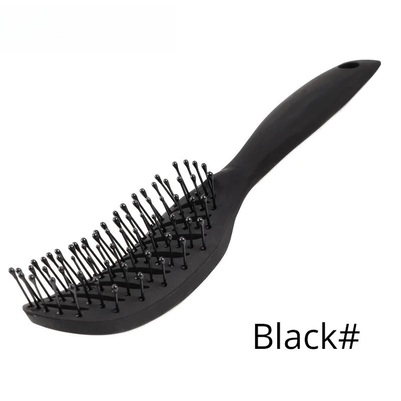 Styling Curly Hair Brush Salon Massager Comb Brush Detangling Drying Brush Anti Static Curved Vent Brush Scalp Massage Comb