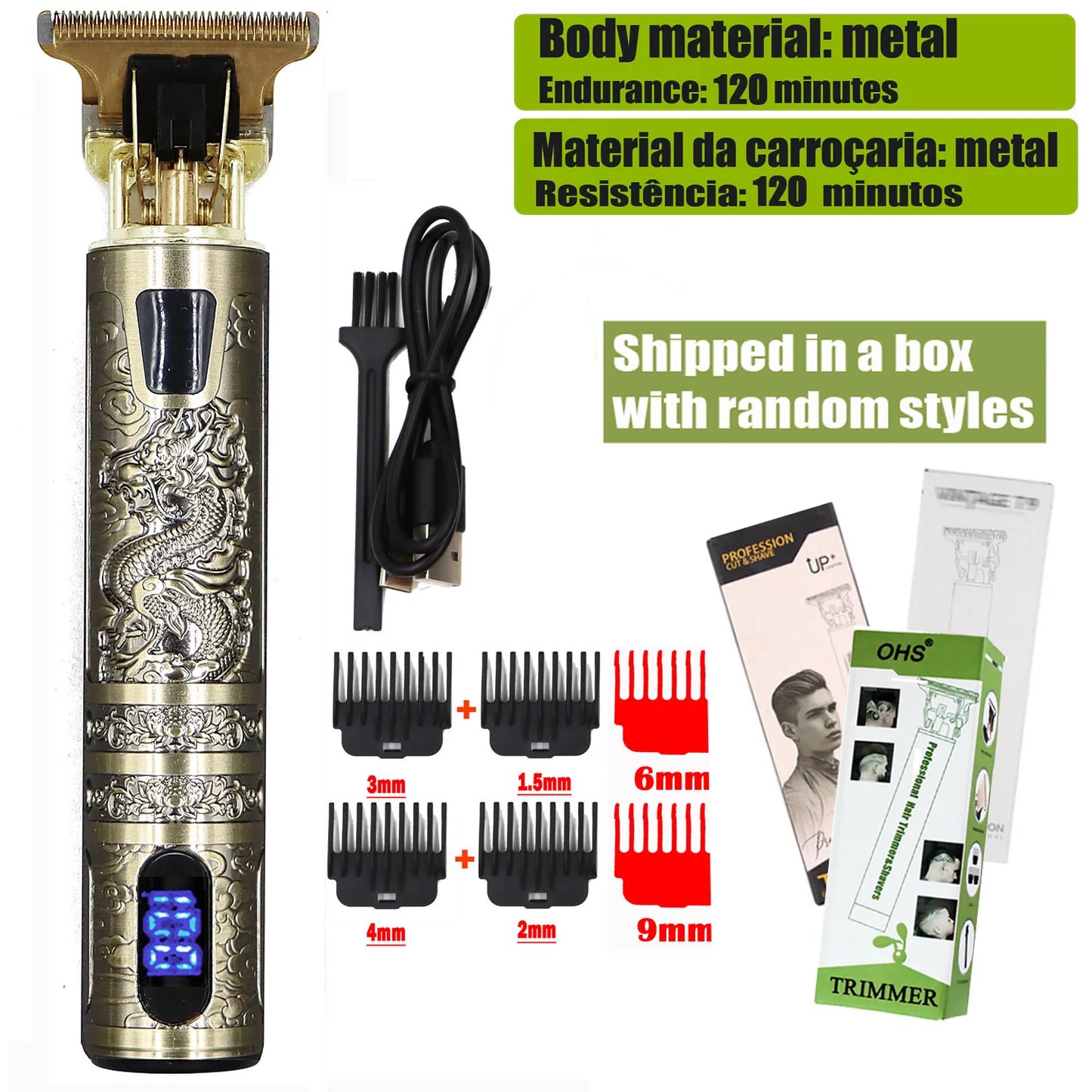 Vintage T9 Hair Clipper & Beard Shaver – Rechargeable Cordless Grooming Trimmer for Men