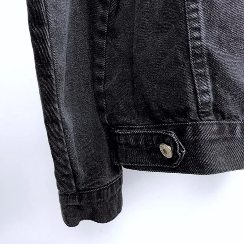 Boyfriend Jean Jacket Women Denim Jacket Winter Jeans Coat Casual Harajuku Streetwear Female Vintage Black Bomber Jacket outwear