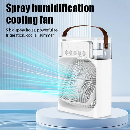 Portable 3-in-1 Mini Air Cooler Fan with LED Night Light & Humidifier (Single Speed)