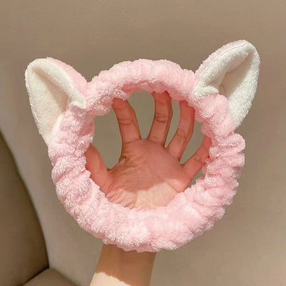 Cute Cat Spa Headband – Soft Coral Fleece Headband for Skincare, Makeup & Washing Face