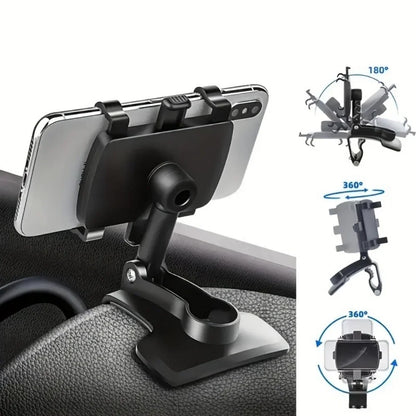360° Rotation Car Phone Holder Universal Mobile Phone Holder Dashboard Easy Clip Mount Stand Cellphone Stand For GPS Navigation