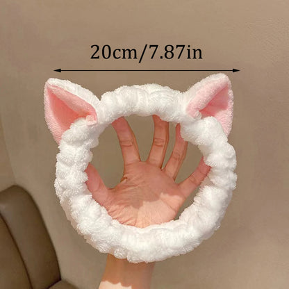 Cute Cat Spa Headband – Soft Coral Fleece Headband for Skincare, Makeup & Washing Face