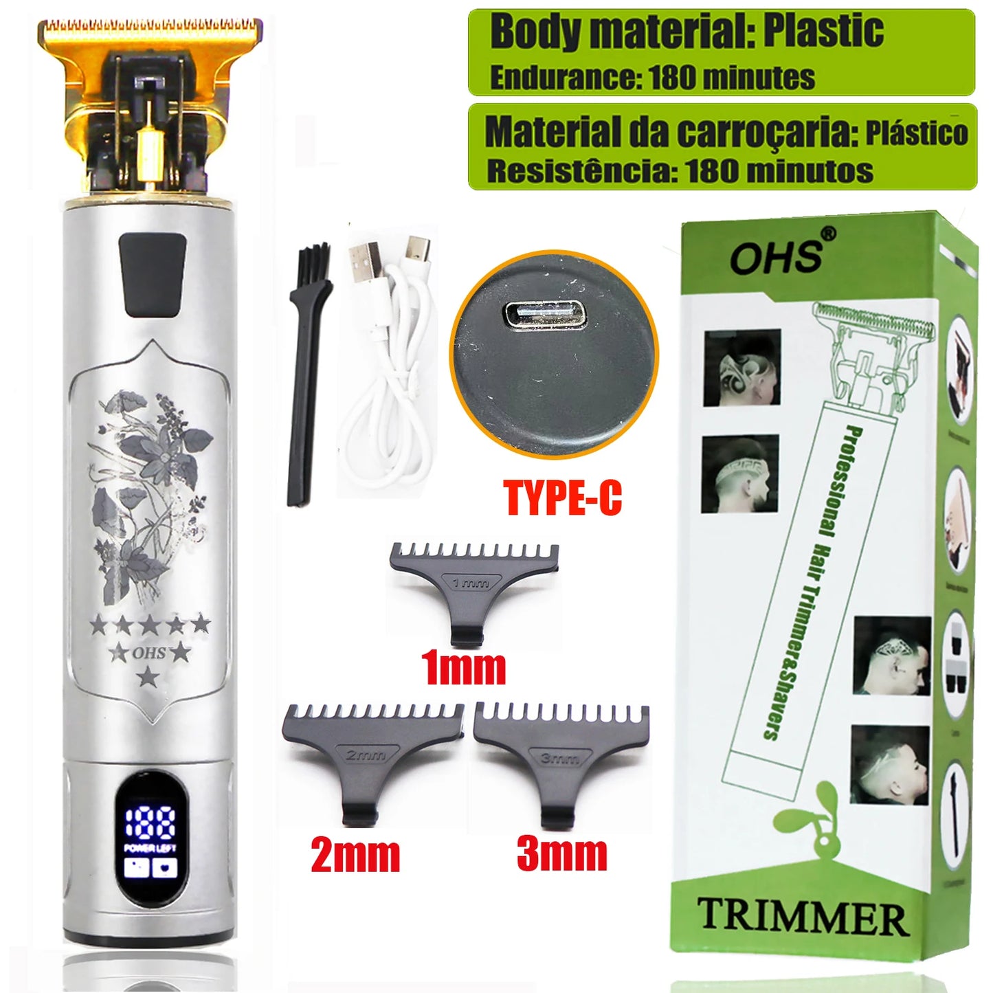 Vintage T9 Hair Clipper & Beard Shaver – Rechargeable Cordless Grooming Trimmer for Men