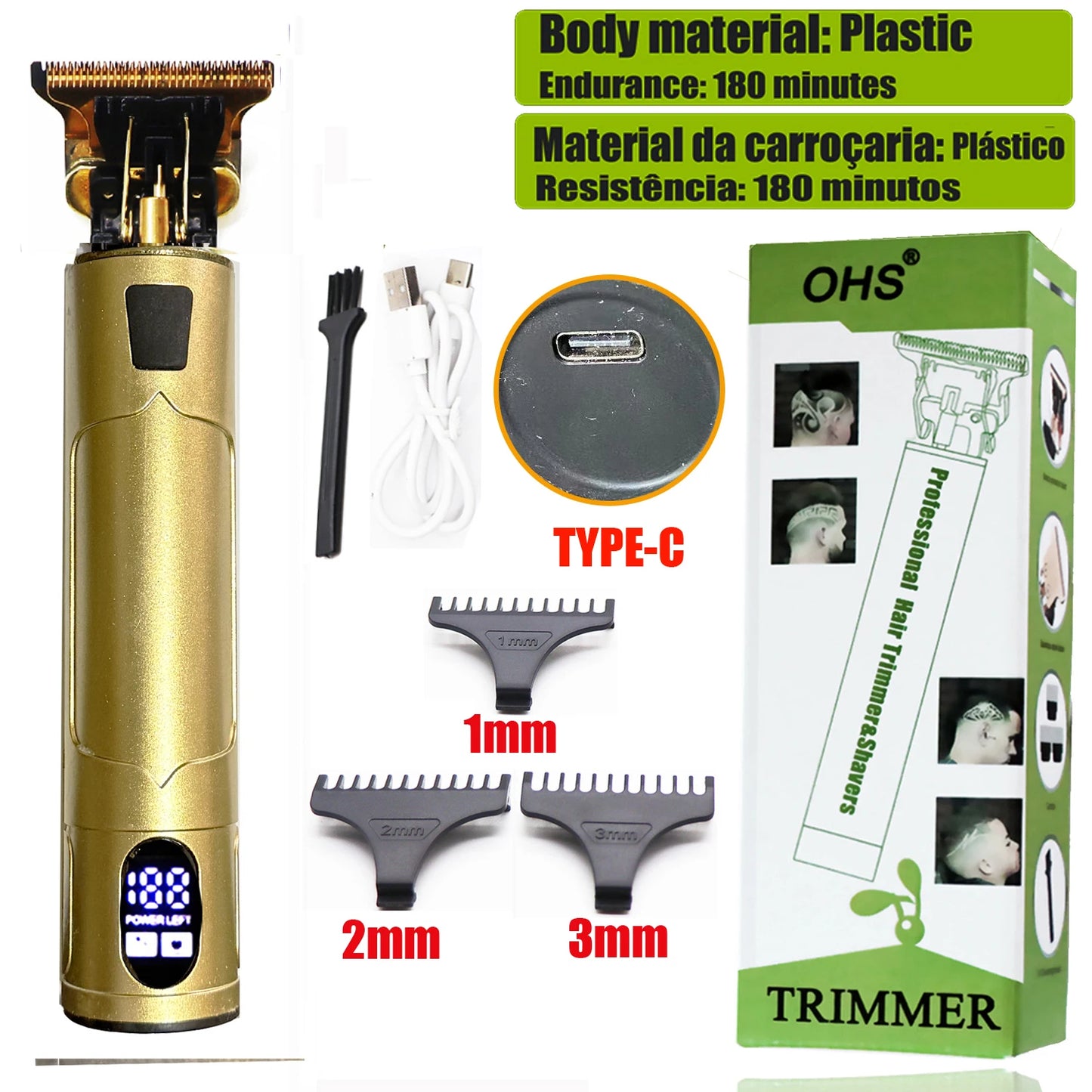 Vintage T9 Hair Clipper & Beard Shaver – Rechargeable Cordless Grooming Trimmer for Men