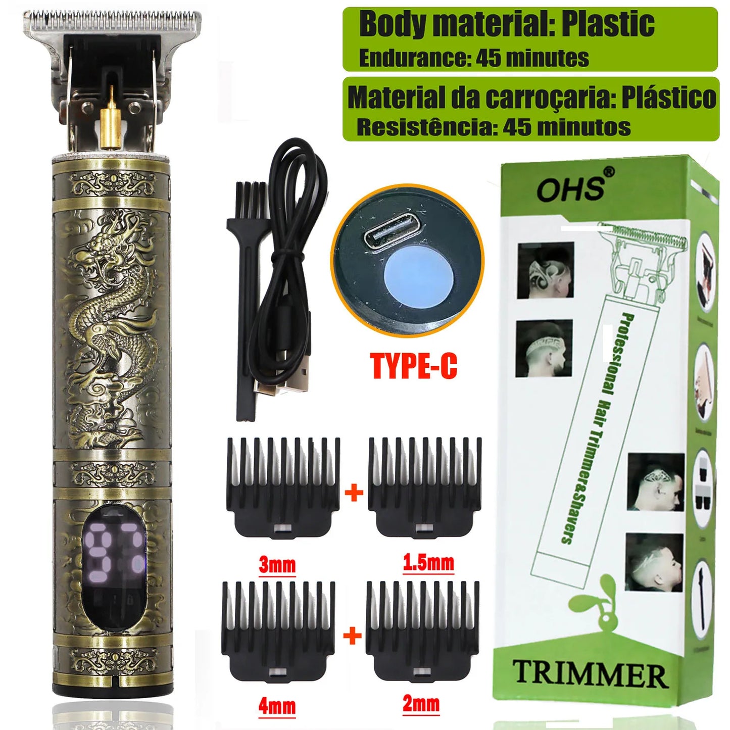 Vintage T9 Hair Clipper & Beard Shaver – Rechargeable Cordless Grooming Trimmer for Men