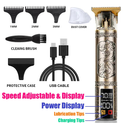 Vintage T9 Hair Clipper & Beard Shaver – Rechargeable Cordless Grooming Trimmer for Men