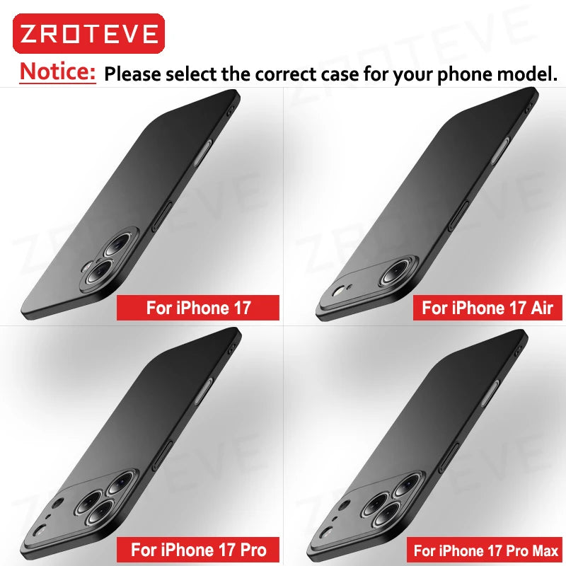 For iPhone 17 16 16e 15 14 13 12 Pro Max ZROTEVE Slim Matte Hard PC Cover On iPhone16 Plus iPhone13 Mini iPhone17 Air Phone Case