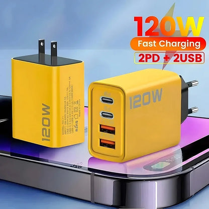2 USB 2 Type Multi Port Wall Charger USB PD Adapter For Xiaomi iPhone 13 12 for Samsung Mobile Phone Plug Charging