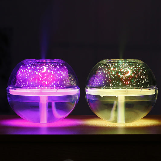 Crystal Projection Humidifier Household Usb Mini Humidifier Rechargeable Air Humidification Projection Atmosphere Light