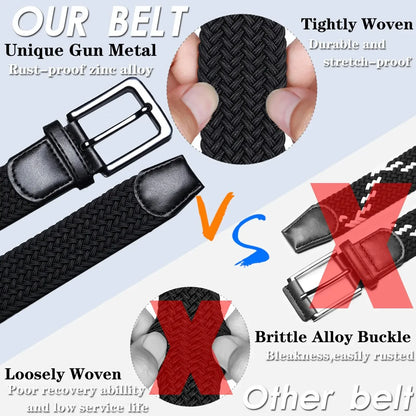 Men's Elastic Woven Stretch Belt – Comfortable Braided Belt for Golf, Casual & Jeans