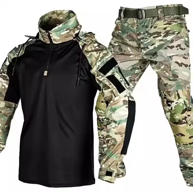 Men's Outdoor Tactical Suit – Wear-Resistant Combat Shirt & Hood Pants
