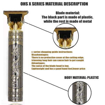 Vintage T9 Hair Clipper & Beard Shaver – Rechargeable Cordless Grooming Trimmer for Men