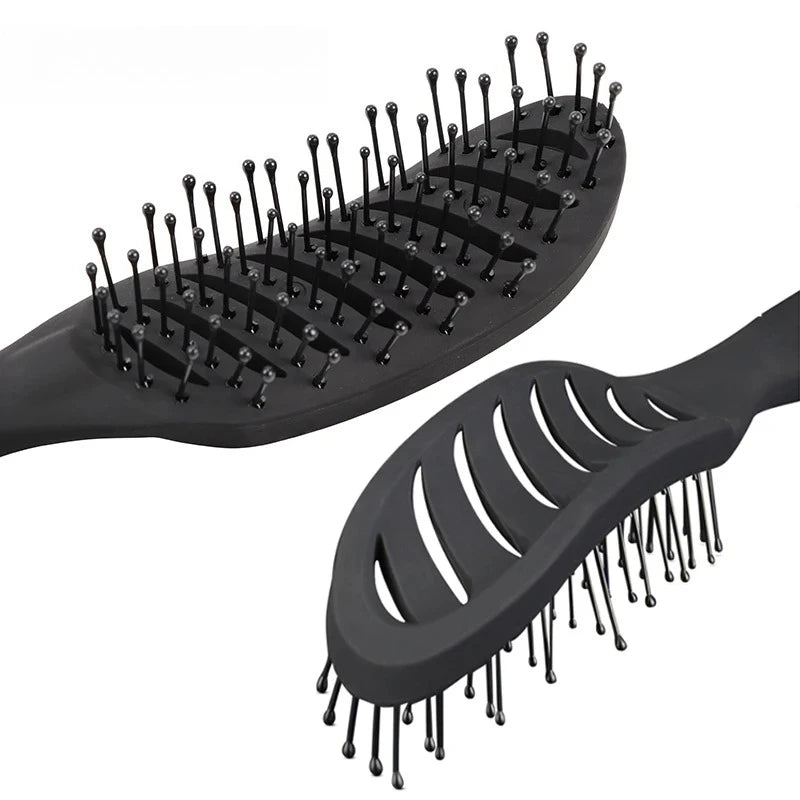 Styling Curly Hair Brush Salon Massager Comb Brush Detangling Drying Brush Anti Static Curved Vent Brush Scalp Massage Comb