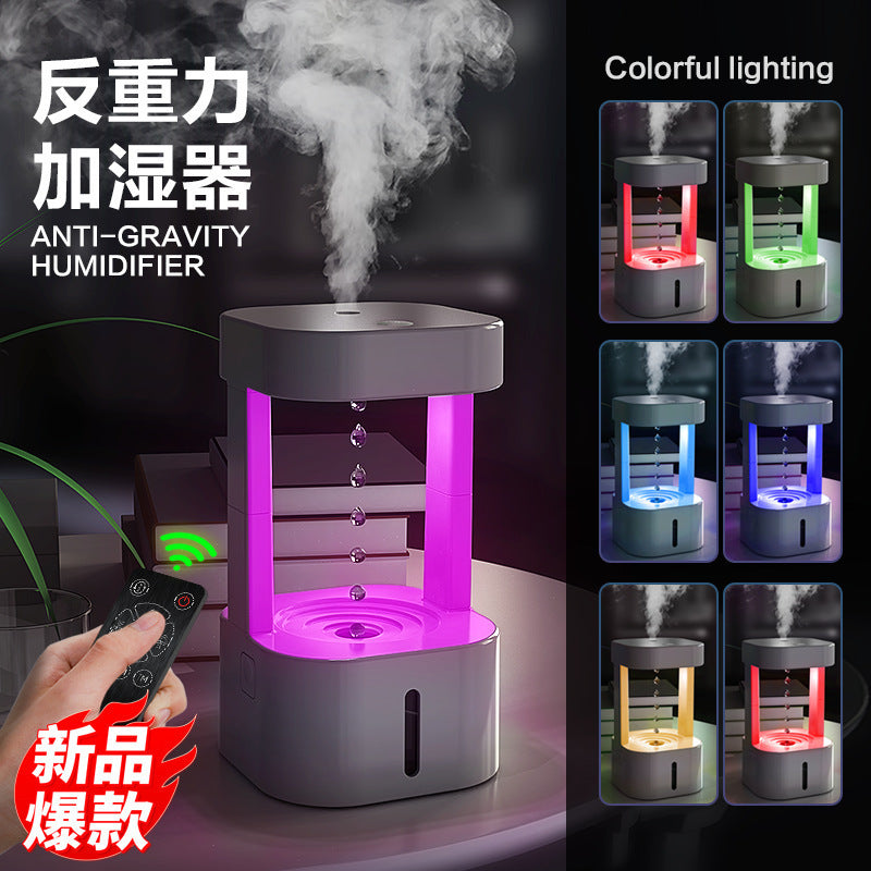 Drip Humidifier Anti-gravity Water Drop Backflow Spray Atomizer LED Colorful Night Light APP Remote Control