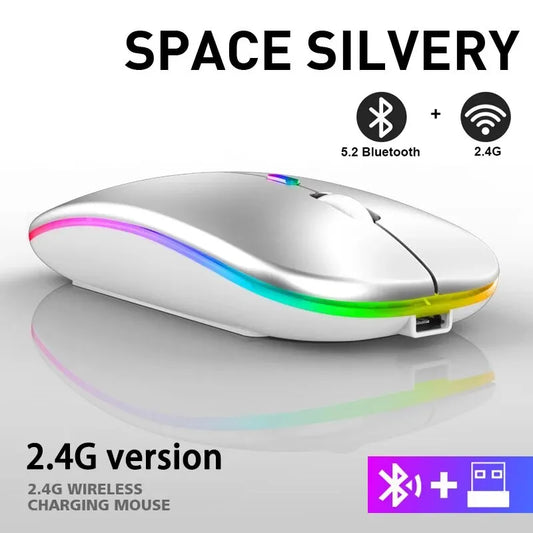 Wireless RGB Rechargeable Bluetooth Gaming Mouse – LED Backlit Ergonomic Mouse for Laptop & PC, 3600 DPI