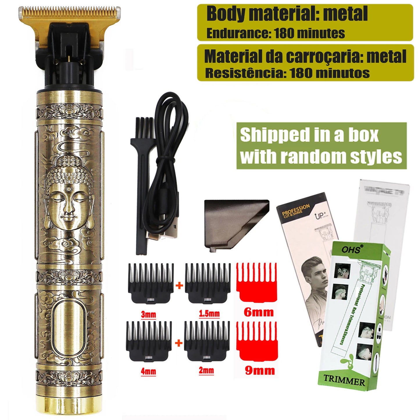 Vintage T9 Hair Clipper & Beard Shaver – Rechargeable Cordless Grooming Trimmer for Men