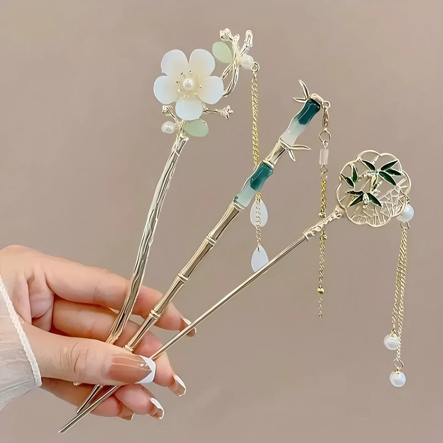 Chinese Style Tassel Hair Stick & Floral Hairpin – Traditional Hair Clip for Women