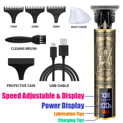 Vintage T9 Hair Clipper & Beard Shaver – Rechargeable Cordless Grooming Trimmer for Men