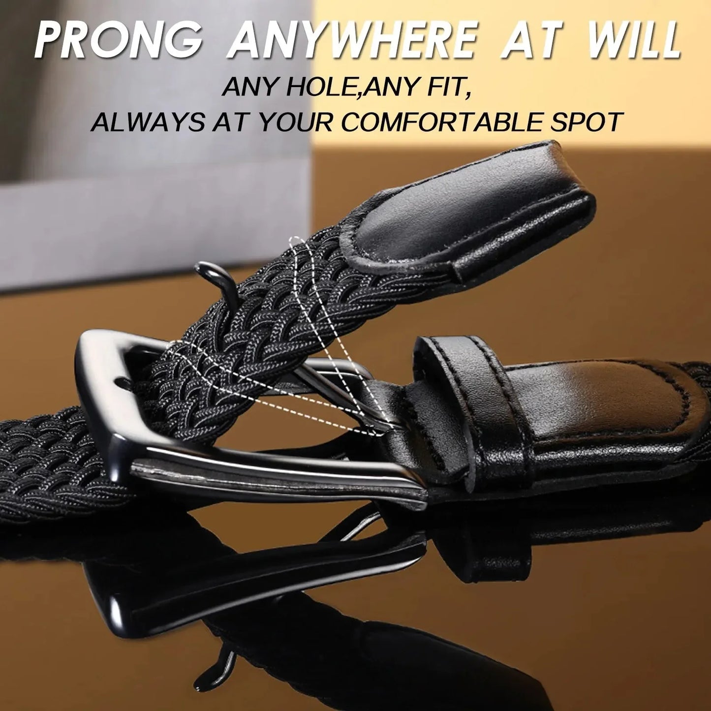 Men's Elastic Woven Stretch Belt – Comfortable Braided Belt for Golf, Casual & Jeans