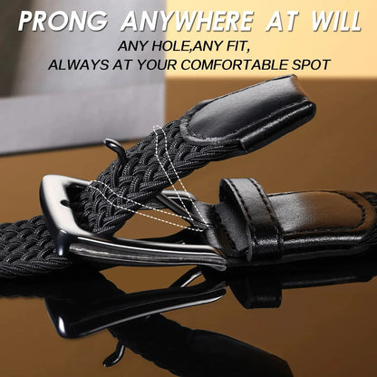 Men's Elastic Woven Stretch Belt – Comfortable Braided Belt for Golf, Casual & Jeans