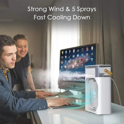 Portable 3-in-1 Mini Air Cooler Fan with LED Night Light & Humidifier (Single Speed)