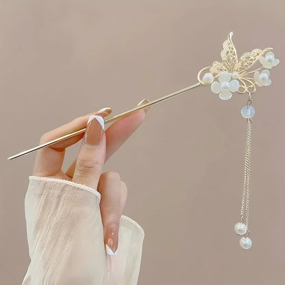 Chinese Style Tassel Hair Stick & Floral Hairpin – Traditional Hair Clip for Women