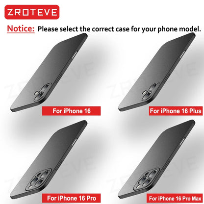 For iPhone 17 16 16e 15 14 13 12 Pro Max ZROTEVE Slim Matte Hard PC Cover On iPhone16 Plus iPhone13 Mini iPhone17 Air Phone Case
