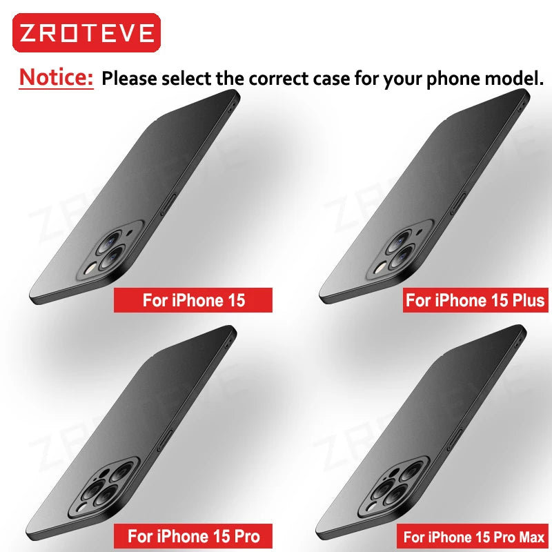 For iPhone 17 16 16e 15 14 13 12 Pro Max ZROTEVE Slim Matte Hard PC Cover On iPhone16 Plus iPhone13 Mini iPhone17 Air Phone Case