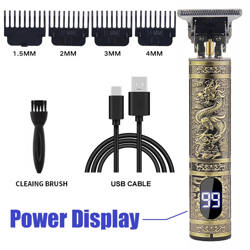 Vintage T9 Hair Clipper & Beard Shaver – Rechargeable Cordless Grooming Trimmer for Men