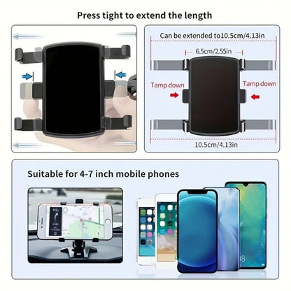 360° Rotation Car Phone Holder Universal Mobile Phone Holder Dashboard Easy Clip Mount Stand Cellphone Stand For GPS Navigation