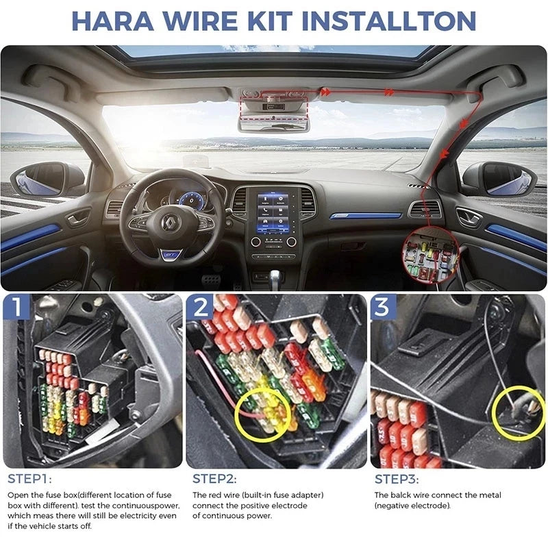 for AZDOME M550 Pro 3 Wire ACC Detection Hardwire Kit 12V/24V to 5V 3A Type-C USB Car Charger Dash Cam 24 Hour Parking Monitor